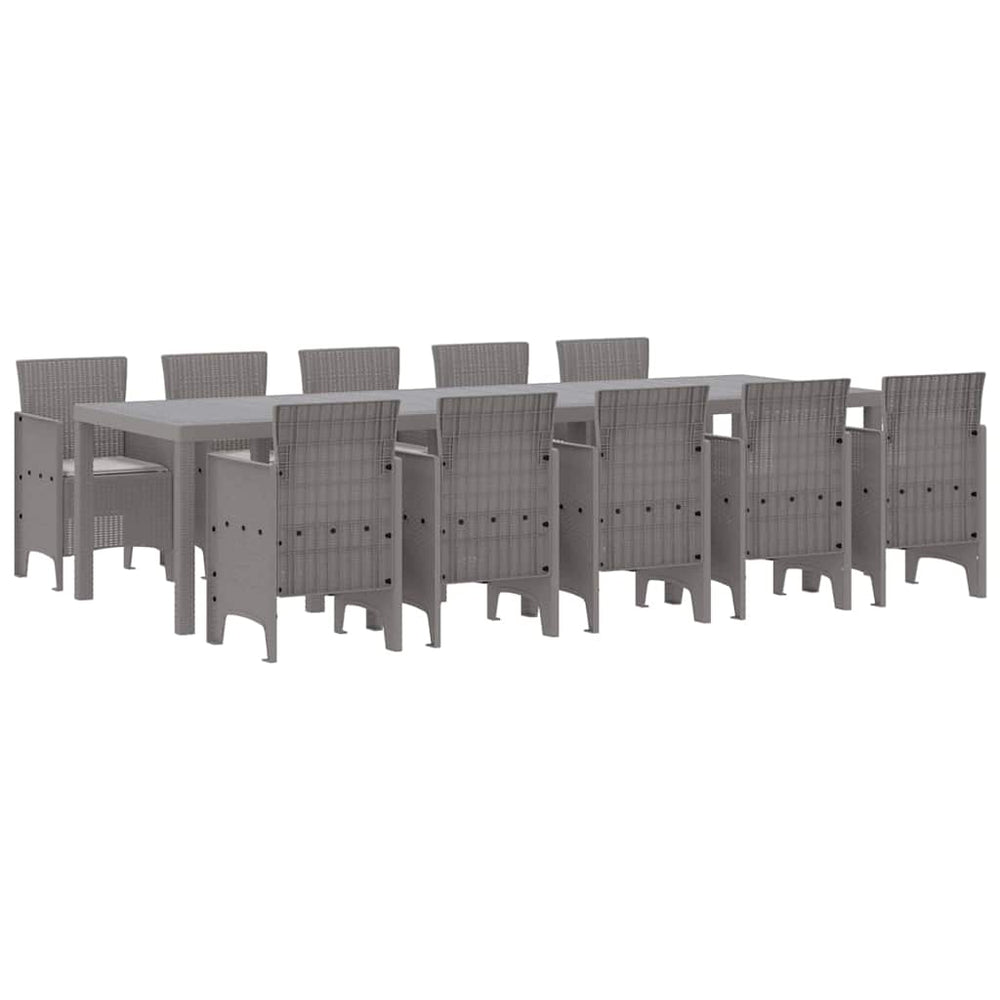 vidaXL Garden Dining Set 11 pcs Light Grey Rattan and Aluminium