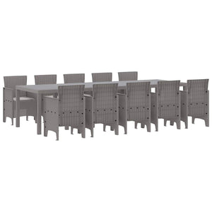 vidaXL Garden Dining Set 11 pcs Light Grey Rattan and Aluminium