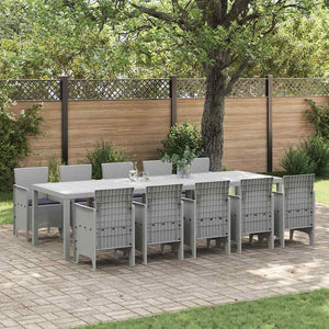 vidaXL Garden Dining Set with Cushions 11 pcs Light Grey and Anthracite