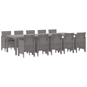 vidaXL Garden Dining Set with Cushions 11 pcs Light Grey and Anthracite
