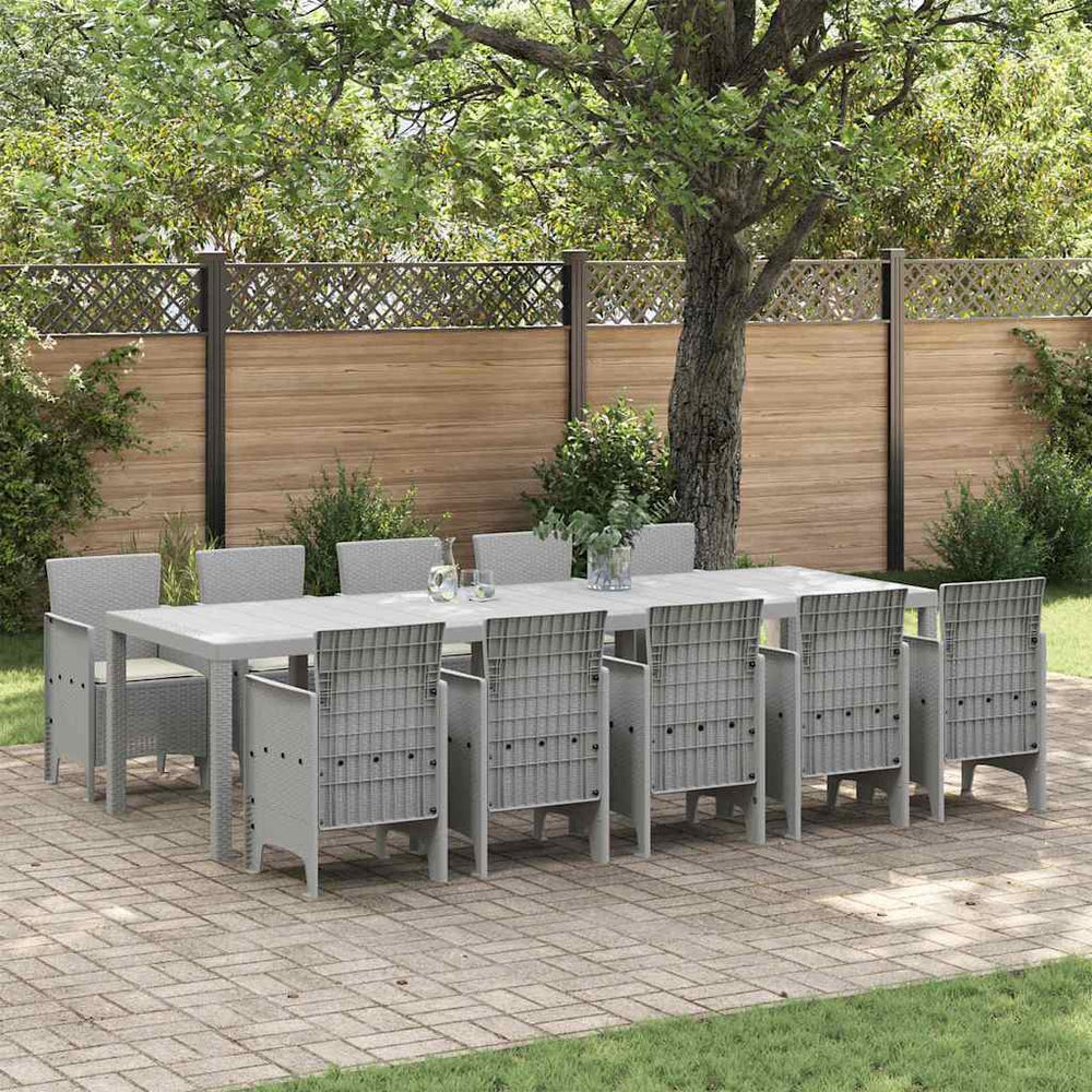 vidaXL Garden Dining Set with Cushions 11 pcs Light Gray and Cream