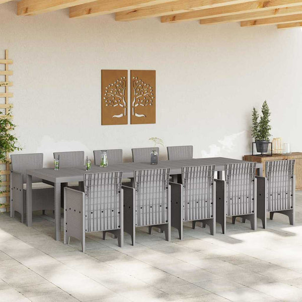 vidaXL Garden Dining Set with Cushions 11 pcs Light Gray and Cream