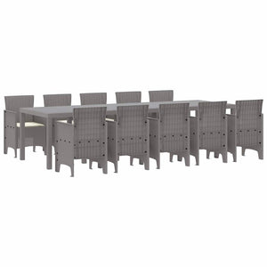 vidaXL Garden Dining Set with Cushions 11 pcs Light Gray and Cream