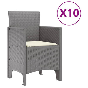 vidaXL Garden Dining Set with Cushions 11 pcs Light Gray and Cream