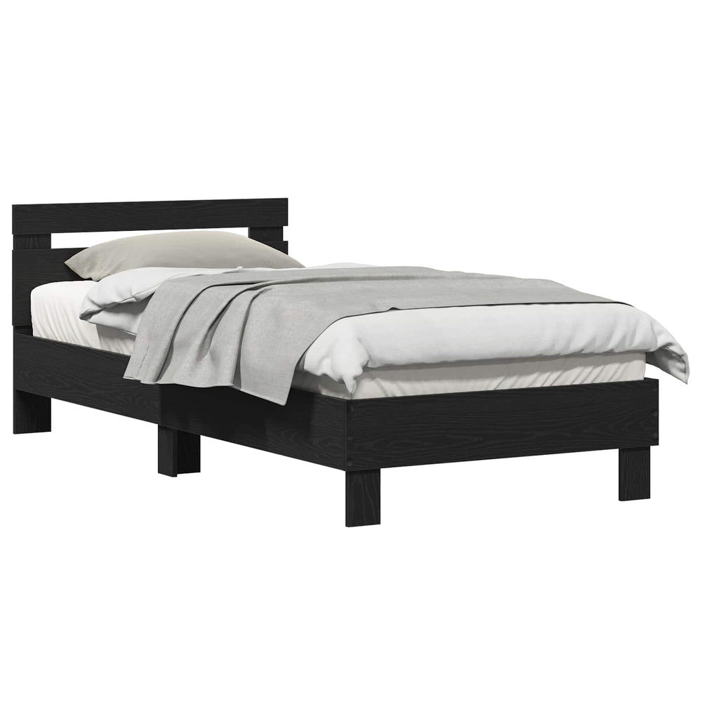 vidaXL Bed Frame Black Oak-Effect 203 x 95 x 70 cm Engineered Wood