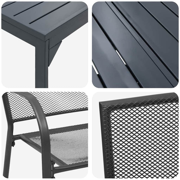 vidaXL Outdoor Dining Set 7 pcs Anthracite Powder-Coated Steel