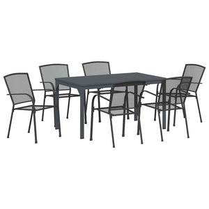vidaXL Outdoor Dining Set 7 pcs Anthracite Powder-Coated Steel