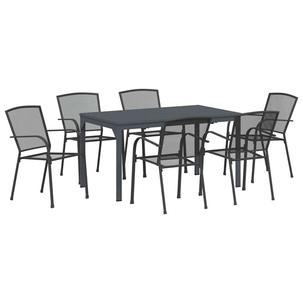 vidaXL Outdoor Dining Set 7 pcs Anthracite Powder-Coated Steel