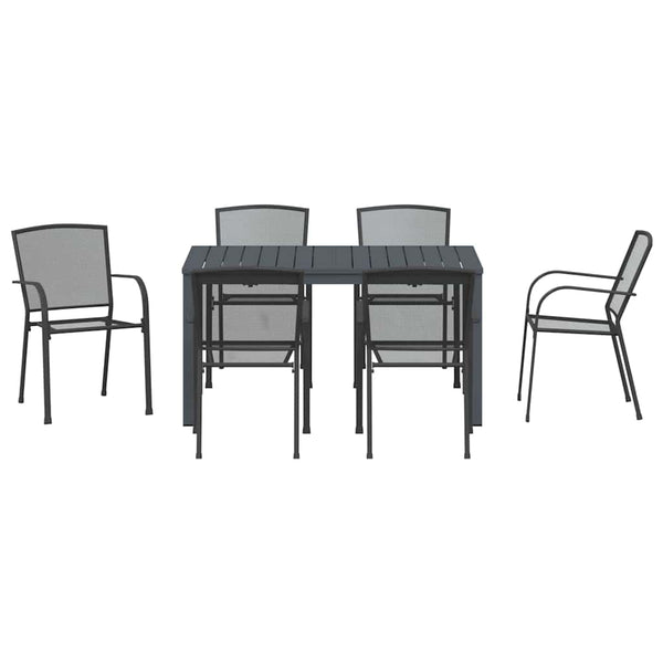 vidaXL Outdoor Dining Set 7 pcs Anthracite Powder-Coated Steel