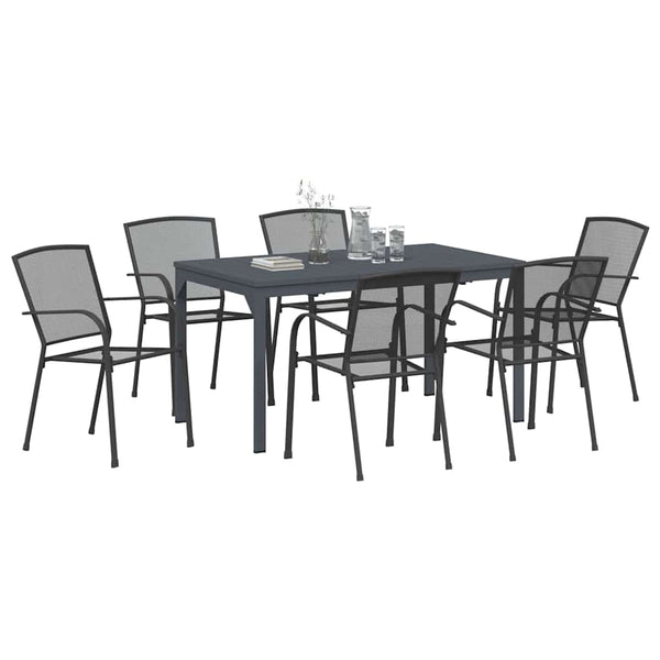 vidaXL Outdoor Dining Set 7 pcs Anthracite Powder-Coated Steel