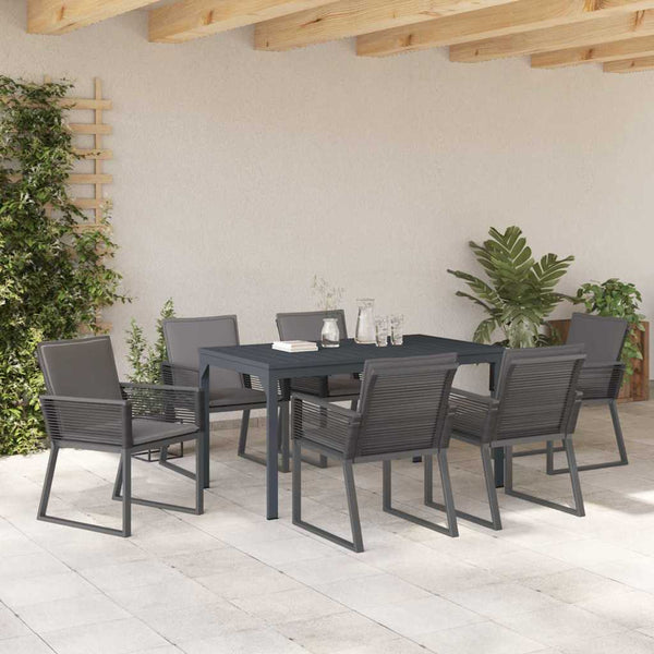 vidaXL Garden Dining Set 7 pcs Anthracite Poly Rattan