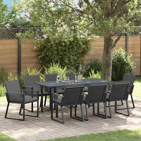 vidaXL 9-piece Garden Dining Set Anthracite Poly Rattan