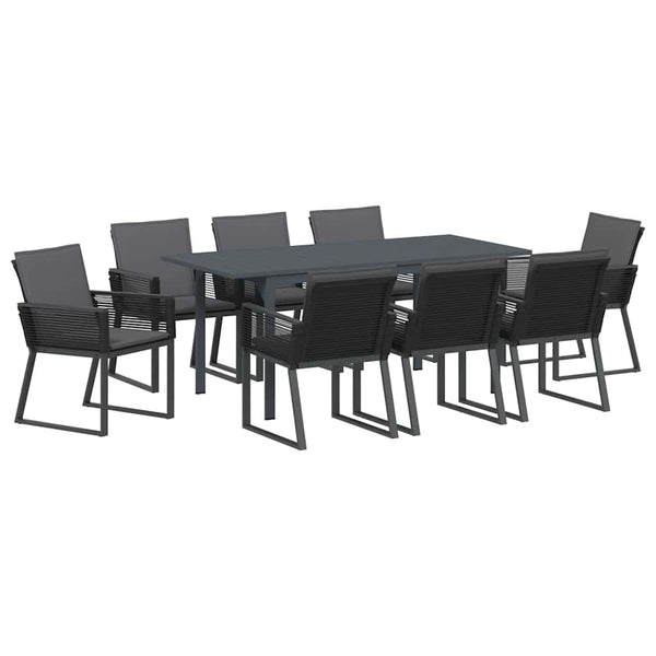 vidaXL 9-piece Garden Dining Set Anthracite Poly Rattan