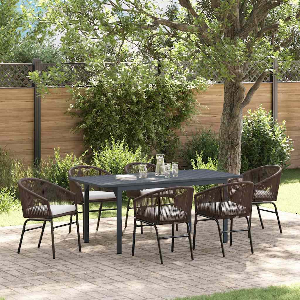 vidaXL Garden Dining Set 7 pcs Brown Poly Rattan