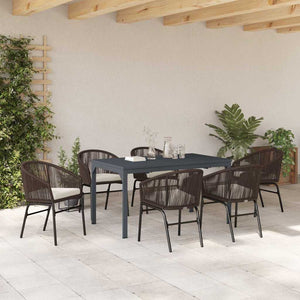 vidaXL Garden Dining Set 7 pcs Brown Poly Rattan