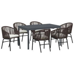 vidaXL Garden Dining Set 7 pcs Brown Poly Rattan