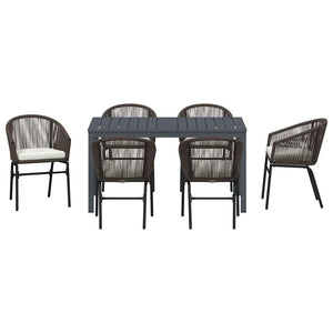 vidaXL Garden Dining Set 7 pcs Brown Poly Rattan