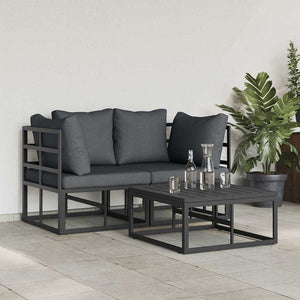 vidaXL 3-Piece Garden Sofa Set Black Metal