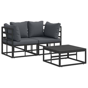 vidaXL 3-Piece Garden Sofa Set Black Metal