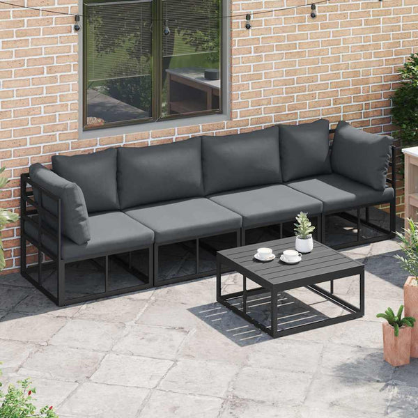 vidaXL 5-Piece Garden Sofa Set Black Metal