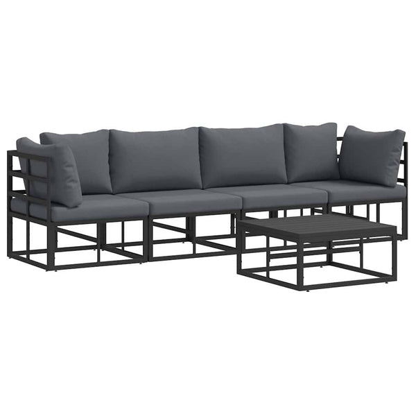 vidaXL 5-Piece Garden Sofa Set Black Metal
