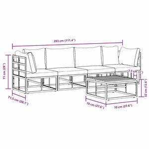 vidaXL 5-Piece Garden Sofa Set Black Metal