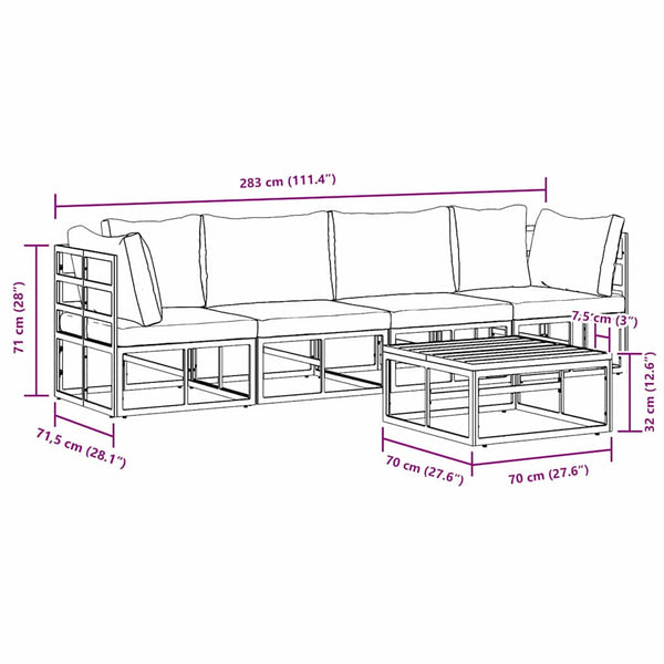 vidaXL 5-Piece Garden Sofa Set Black Metal