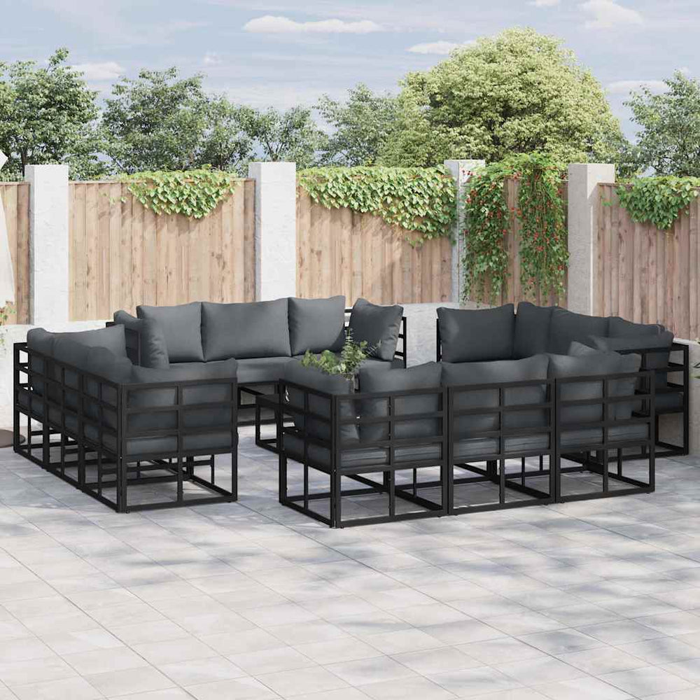 vidaXL 12-Piece Outdoor Sofa Set Black Metal