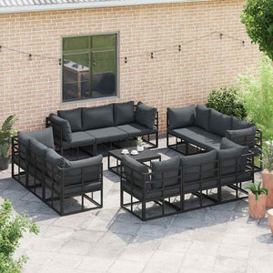 vidaXL 12-Piece Outdoor Sofa Set Black Metal