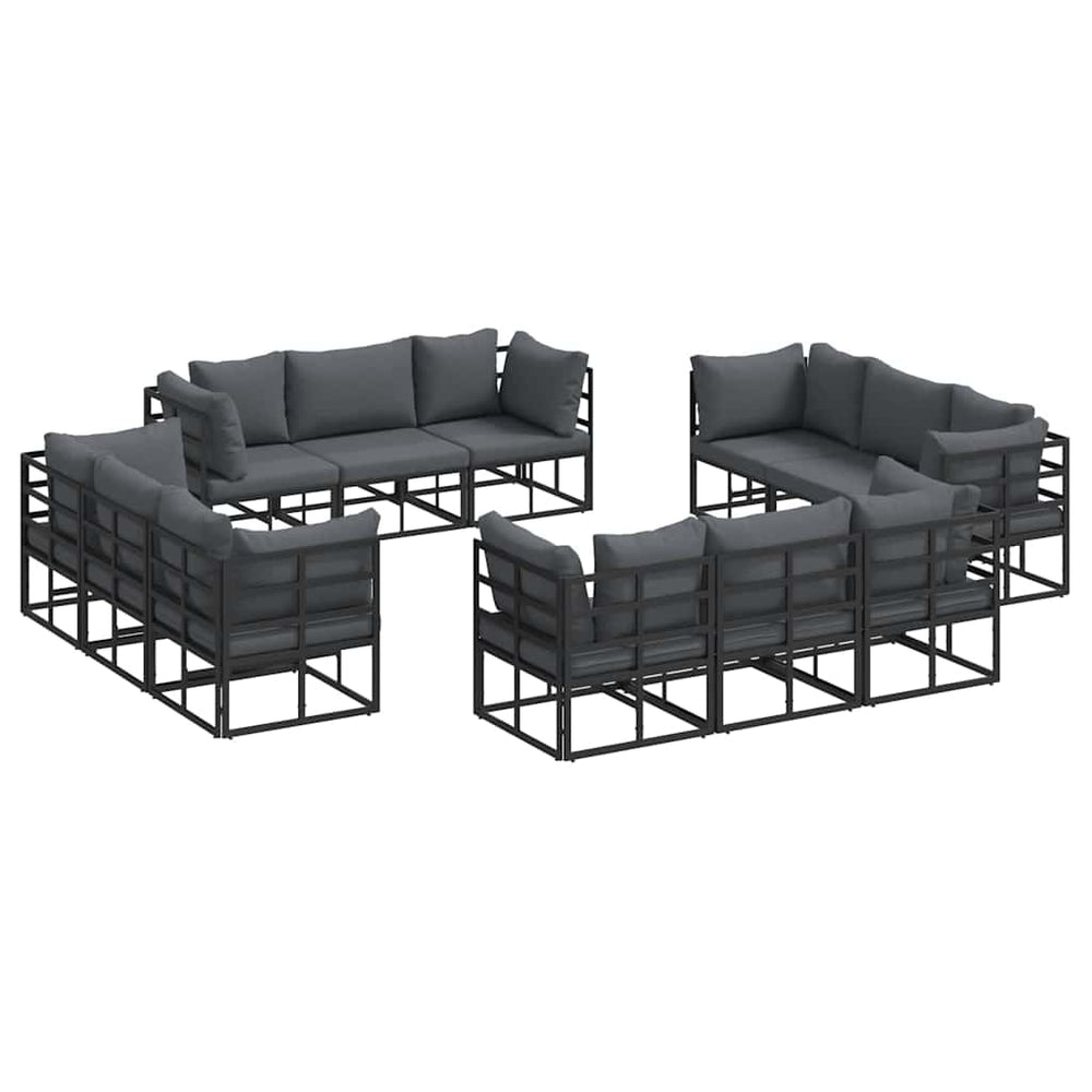 vidaXL 12-Piece Outdoor Sofa Set Black Metal