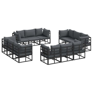 vidaXL 12-Piece Outdoor Sofa Set Black Metal