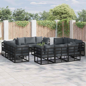 vidaXL Garden Sofa Set 13 pcs Black Metal