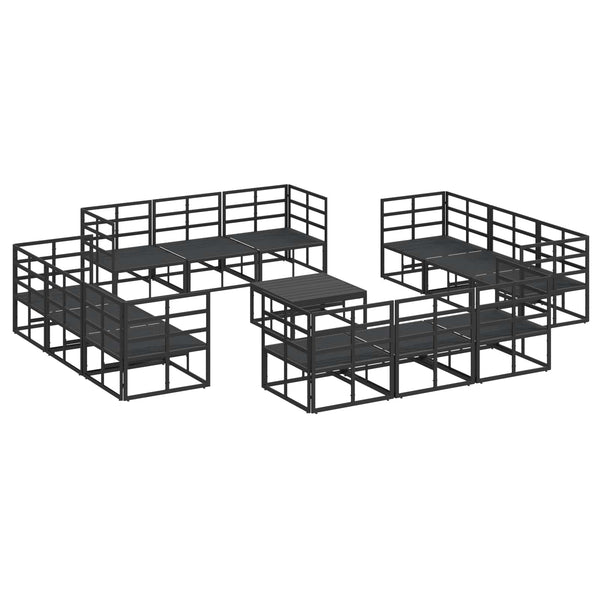 vidaXL Garden Sofa Set 13 pcs Black Metal
