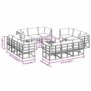vidaXL Garden Sofa Set 13 pcs Black Metal