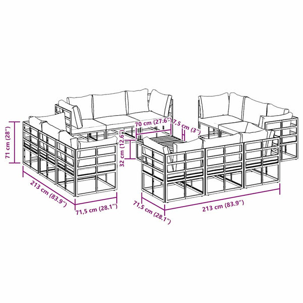 vidaXL Garden Sofa Set 13 pcs Black Metal