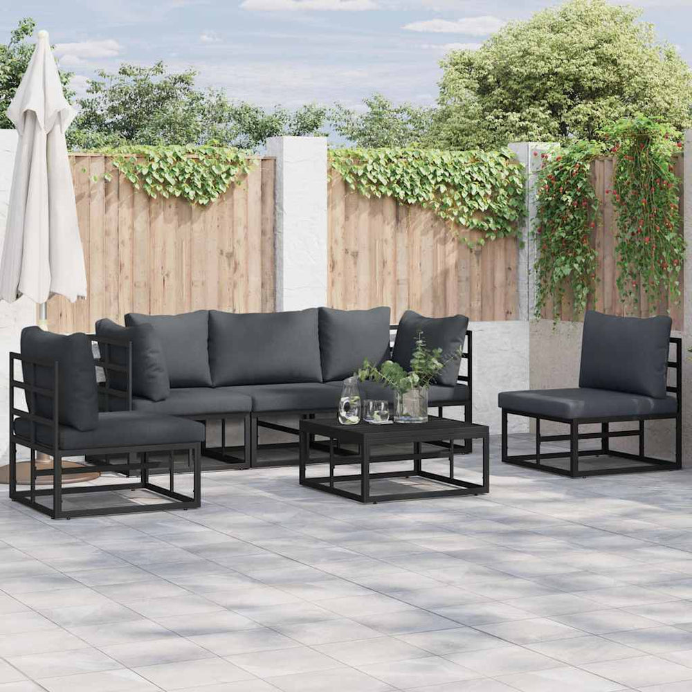 vidaXL 5-Piece Garden Sofa Set with Cushions Black Aluminum