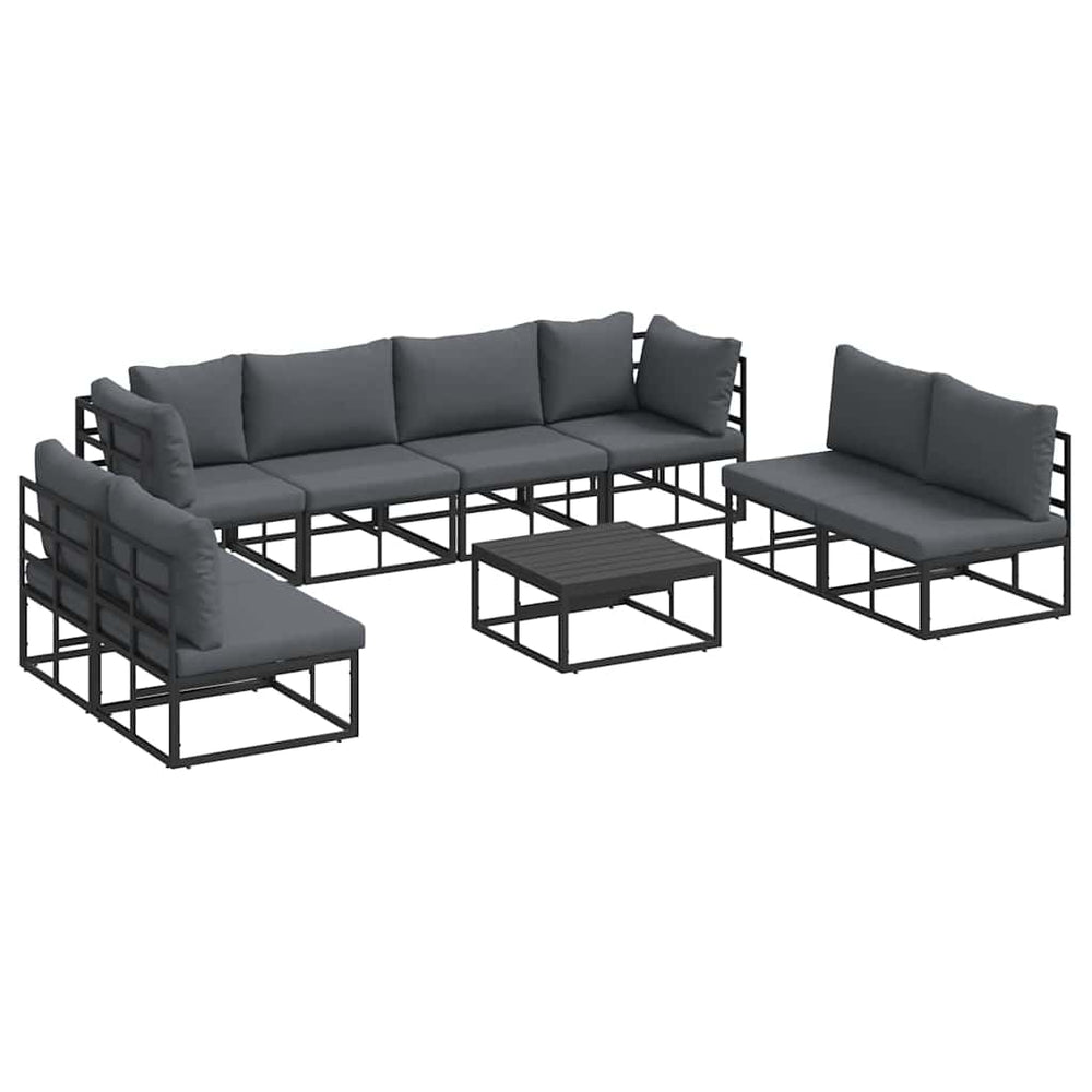 vidaXL Garden Sofa Set with Cushions 9 pcs Black Aluminium