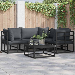 vidaXL Garden Sofa Set with Cushions 4 pcs Black Aluminium