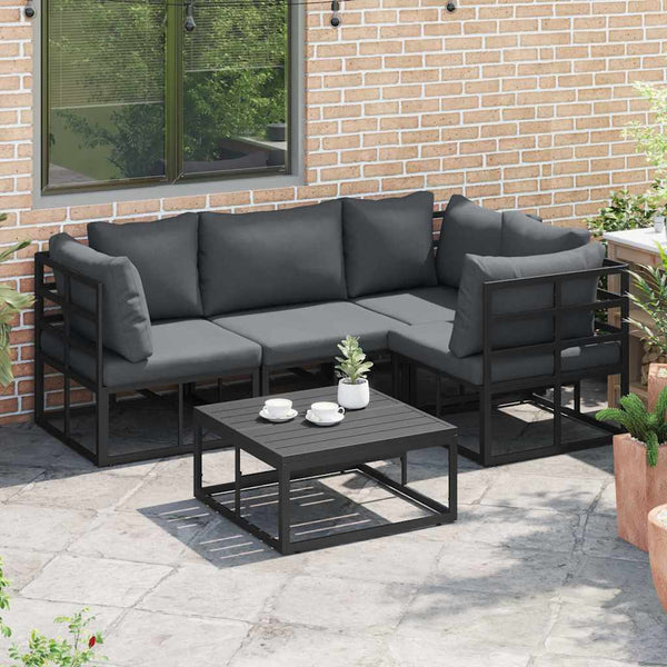 vidaXL Garden Sofa Set with Cushions 4 pcs Black Aluminium