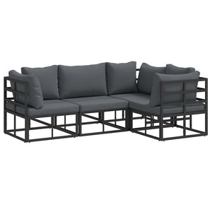 vidaXL Garden Sofa Set with Cushions 4 pcs Black Aluminium