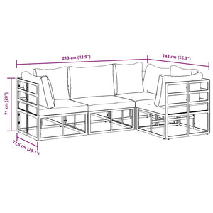 vidaXL Garden Sofa Set with Cushions 4 pcs Black Aluminium