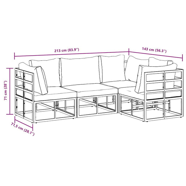 vidaXL Garden Sofa Set with Cushions 4 pcs Black Aluminium