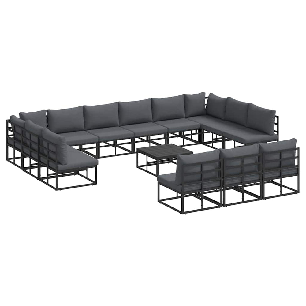 vidaXL Garden Sofa Set with Cushions 14 pcs Black Aluminium