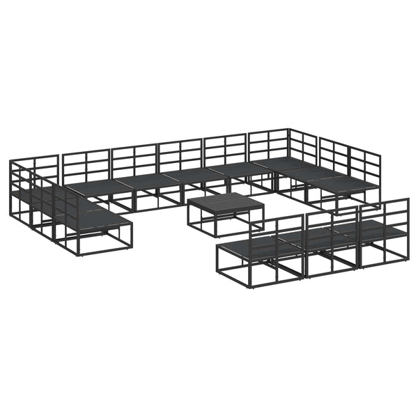 vidaXL Garden Sofa Set with Cushions 14 pcs Black Aluminium