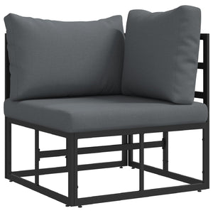 vidaXL Garden Sofa Set with Cushions 14 pcs Black Aluminium