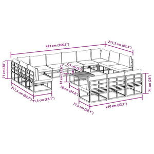 vidaXL Garden Sofa Set with Cushions 14 pcs Black Aluminium