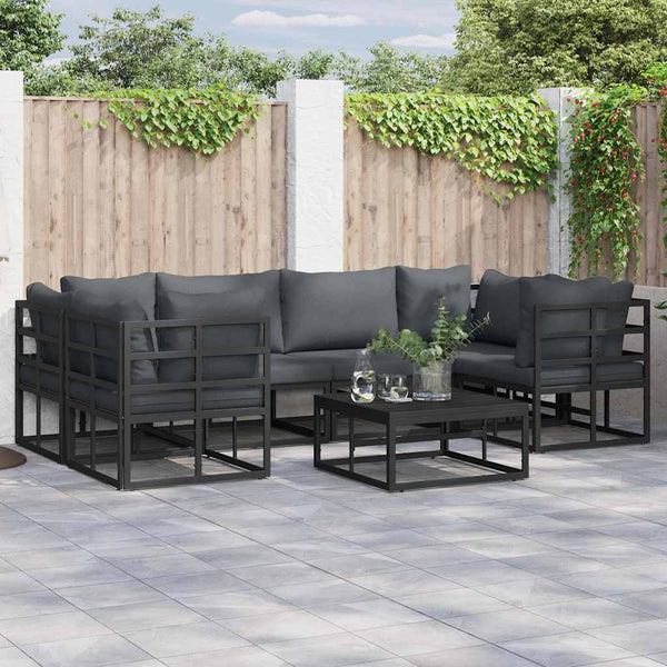 vidaXL Garden Sofa Set with Cushions 6 pcs Black Aluminium