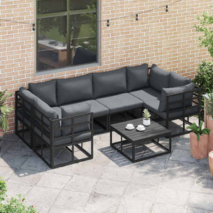 vidaXL Garden Sofa Set with Cushions 6 pcs Black Aluminium