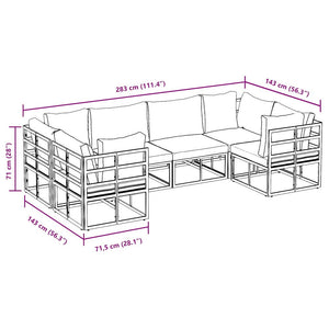 vidaXL Garden Sofa Set with Cushions 6 pcs Black Aluminium
