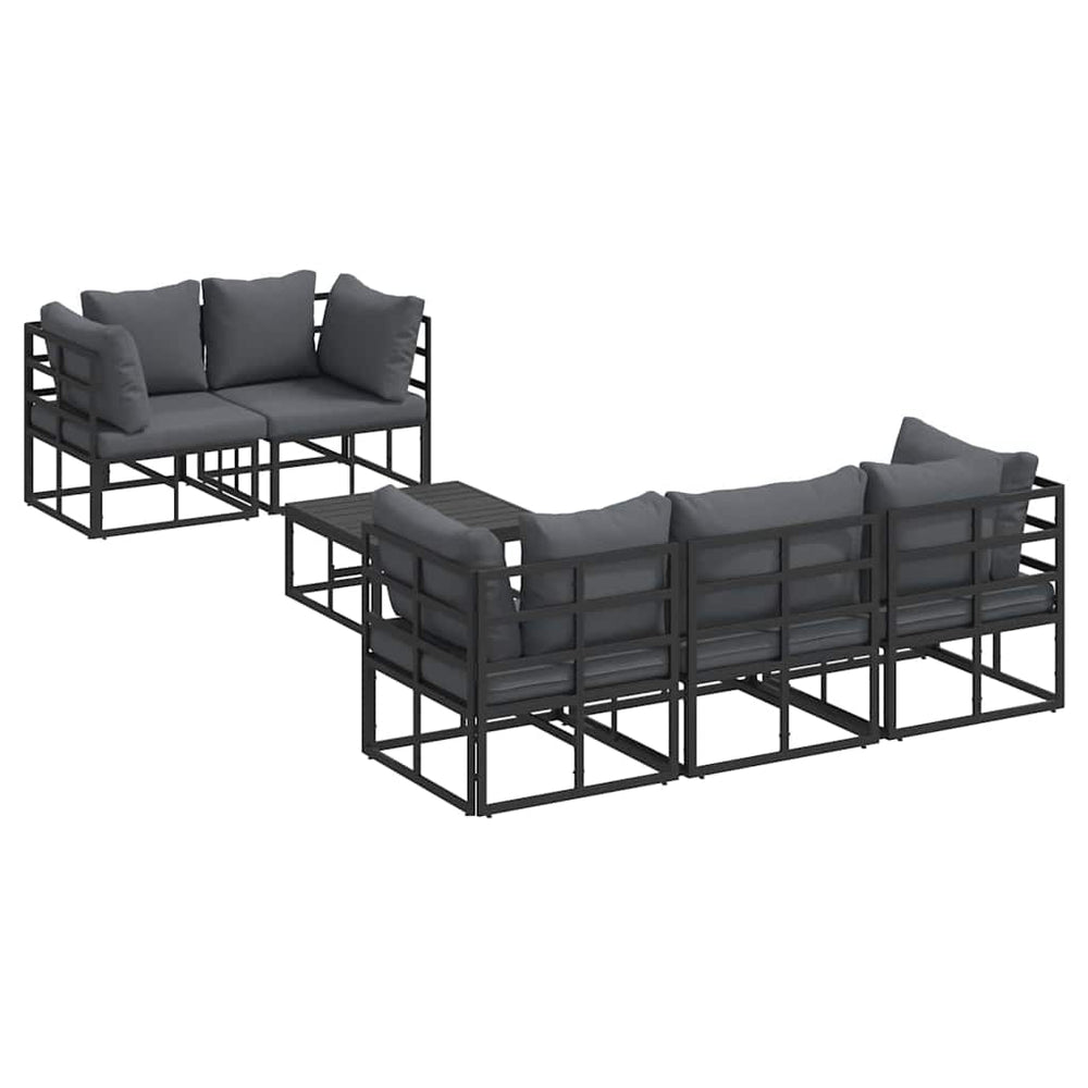vidaXL Garden Sofa Set with Cushions 6 pcs Black Steel